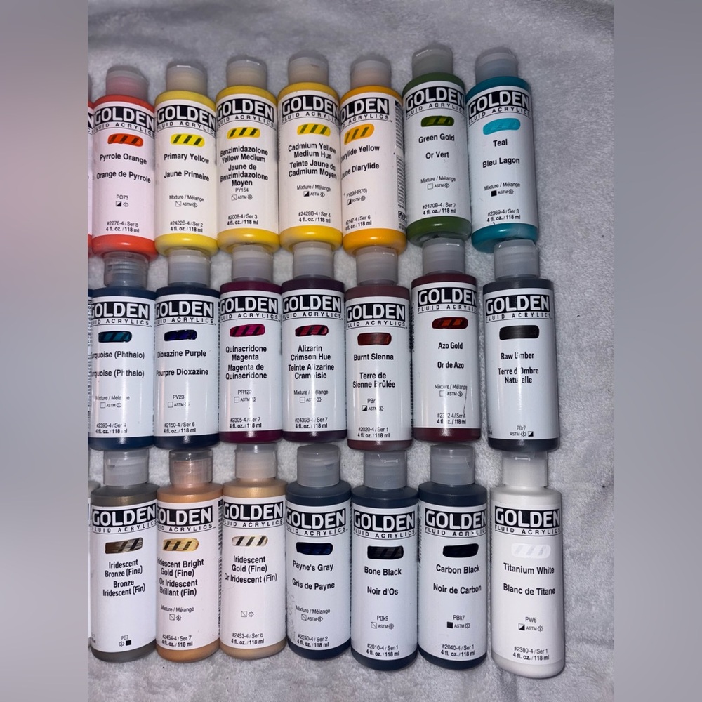 Liquitex 32 sealed Golden Fluid Acrylics 4oz Lot - Picture 3 of 4